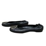 Tory Burch Reva Ballet Flats Women’s 6.5 Travel Black Leather Silver Medallion Photo 2