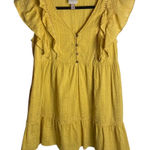 Knox Rose  Size S Yellow Dress Mini Flutter Sleeve Gauzy Tired Inlet Lace Boho Photo 0