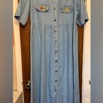 Miss & Mrs Women’s Vtg Plus Size Blue Denim Long Button Down Dress 2X Photo 0