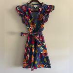 Sugar Lips Esby Floral Strokes Marisol Tiered Mini Dress Size XS Blue Multicolor Pink Photo 1