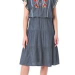 Eshakti Women’s  Wool Embellished Cotton Chambray Tier Dress Size 20W Photo 0
