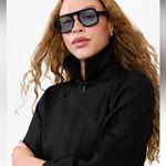 Athleta NWT $99 ALLURE 1/4 ZIP SWEATSHIRT Sweater Soft Black Small Photo 0