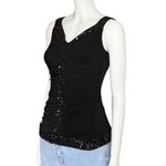 American Vintage Vintage Y2K Black Beaded Sequin Going Out Top Ruched XS/S Fairycore Whimsigoth Photo 1