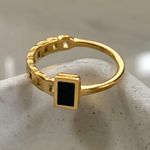 Black Band Ring Gold Stacking Ring Photo 1