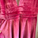 Boohoo Plus Hot Pink Velour Plunge Puff Sleeve Skater Dress Size US Photo 4