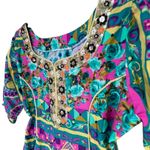 Boho Gypsy Maxi Dress Size S Multicolor Geo Floral Embroidered Sequins Boho Chic Pink Photo 5