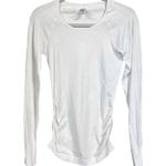 Athleta  Speedlight Seamless Womens Sz XS White Ruched Long Sleeve Top Stretch Photo 0