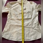 LISSEO Long Sleeve Button Down Shirt Beige White Striped Made in Japan Women's S Photo 5