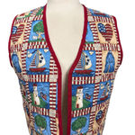Handmade Patriotic Quilted Vest Americana Print Red White Blue USA Size Large Photo 1