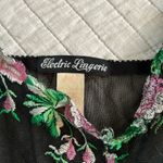 Dolls Kill Electric lingerie Vtg black mesh, Boho grunge fairy goth embroidered cami S Photo 3