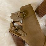 joe's jeans Petra Suede Peep Toe Tobacco Tan Block Heel Sandals Size 5.5 Photo 9