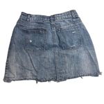 Gianni Bini  Women’s Frayed Hem Distressed Denim Jean Mini Skirt Blue Size 9 J Photo 1