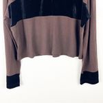 Victoria's Secret VICTORIA’S SECRET Dark Brown Black Velour Accent Long Sleeves Cropped Top Large Photo 5
