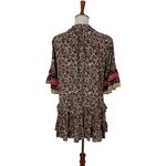 Umgee  Boho Floral Tunic Dress Ruffle Hem Tassel Tie Peasant Blouse Small Photo 3