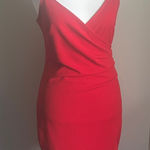 Windsor  Asymmetrical Faux Wrap Red Special Occasion Party Mini Dress Photo 0