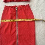 Peach Zippered stretchy Women's Skirt Set Pink Photo 3