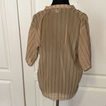 VTG SHEER BROWN STRIPE BUTTON UP SHORT SLEEVE BLOUSE Photo 3