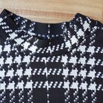 Houndstooth Mock Turtleneck Knit Jumper Top 3/4 Sleeves Black White Size XS Photo 3