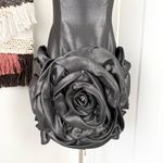 Jovani  Silver Metallic Rosette Skirt Embellished Strapless Cocktail Dress Sz 8 Photo 2