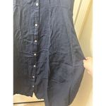 Sahara SHIRT DRESS TEXTURED Viscose Button Up Bubble Hem Dress BLUE NAVY SZ S Photo 4