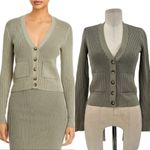 ANINE BING  Layla Ribbed Cardigan‎ Sweater Button Front Olive Green Size Small Photo 1