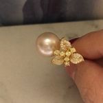 Boutique 11.5mm Custom Made Genuine Pearl Clover Ring Photo 7