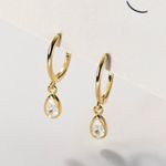 18K Gold Plated CZ Cubic Zirconia Dangle Drop Earrings for Women Photo 2