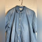 J. Jill Denim Woman’s Casual Button Up Short Sleeve Breezy Shirt Size Large Blue Photo 1