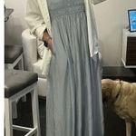 Madewell  Blue Square Neckline Smocked Theo Sleeveless A-Line Midi Dress Size XS Photo 8