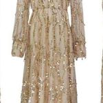 Women’s midi sequin evening gown dress size Medium cream gold sparkle Photo 1