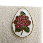 Vintage Red Rose Cloisonné Enamel Egg Shaped Pierced Earrings Photo 5