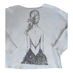 Small cropped sweater Unique pearl embellished silhouette art Photo 3