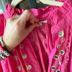 Farm Rio Gybizia Ebba mini dress embroidered mirror ruffles split tiered cerise barbie Photo 8