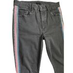 MOTHER High Waisted Looker Ankle Fray in Guilty Glitter Racer Stripe Size 29 Black Photo 11