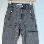 Topshop 25 Mom Jean Black Acid Wash with Zipper Pockets and Utility Side Pockets Photo 3