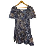 Cara Cara Janie Blue Floral Cotton Puff Sleeve Mini Dress Size Large Photo 2