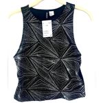 H&M NWT Women's Black glitter beaded stretchy crop Tank Top Sz M Y2K Fairy Photo 1
