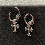 925 Silver Plated Cross Dangle Drop Earrings for Men Women,Cross Earrings Photo 1