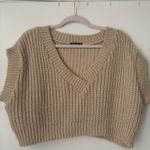 Nasty Gal Tan Cropped Sweater Vest Photo 0