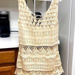 Crocheted Cotton Blend Beige Mini Dress M White Size M Photo 0