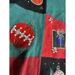 Basic Editions Ugly Christmas Sweater Sz XL Vintage Beaded Ornaments Y2K Zip Black Photo 3