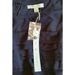 She & Sky NEW ModCloth Navy Blue Scalloped Blouson Top Chiffon Dress Small Photo 5