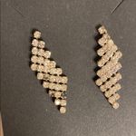 Vintage Austrian Crystal Earrings Silver Tone Pierced Drop 1.25" Sparkly Photo 1