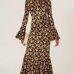 Caroline Constas Allonia Black Floral Print Long Sleeve Trumpet Gown Size XS Photo 0