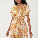 Free People  Floral Mini Dress Womens L Multicolor Modal Boho Festival Summer Photo 1