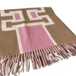 Coach  Reversible Colorblock Varsity Print Oversized Muffler Scarf Pink Tan Photo 9