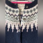 Cambridge Dry Goods navy white pink wool blend fair isle knit cardigan; size L Size L Photo 1