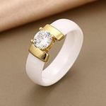 Boutique NEW Women's 1 Carat Diamond White & Gold Ceramic Ring‎ Size 8 Photo 0