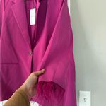 WAYF  Fuscia Pink Feather Fur Sleeve Trim Blazer Glamorous Hot Date Night NWT Photo 2