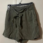 H&M High Waist Paper Bag Shorts Olive Green Photo 0